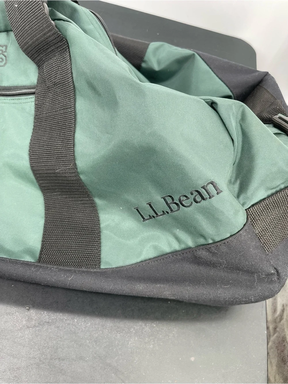 Vintage L.L. Bean Forest Rolling Green Duffel, JES monogram Large